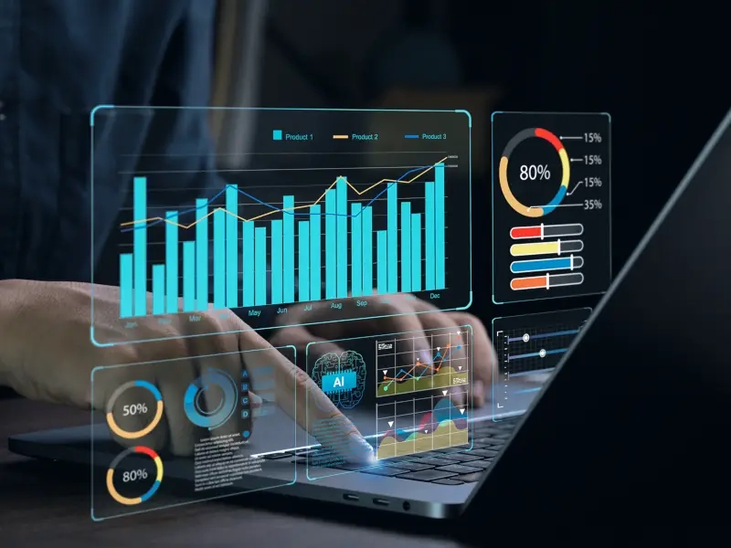 Laptop Hands + Report Grafics